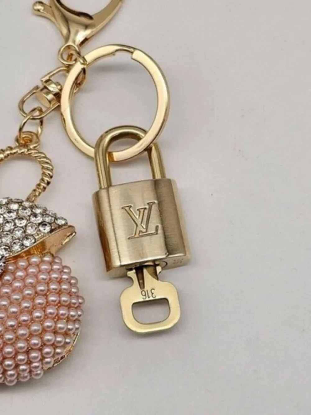 Authentic Louis Vuitton Lock & Key Gold ✨ Unbranded Keychain Bag Charm LV